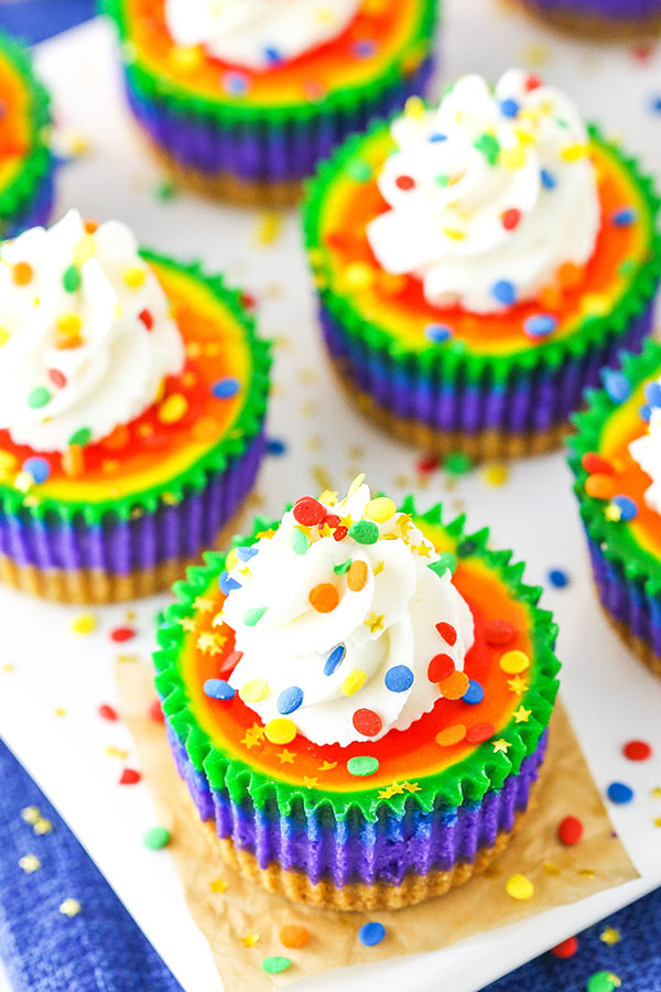 Mini Rainbow Cheesecakes | Rainbow Cake Meets Cheesecake!